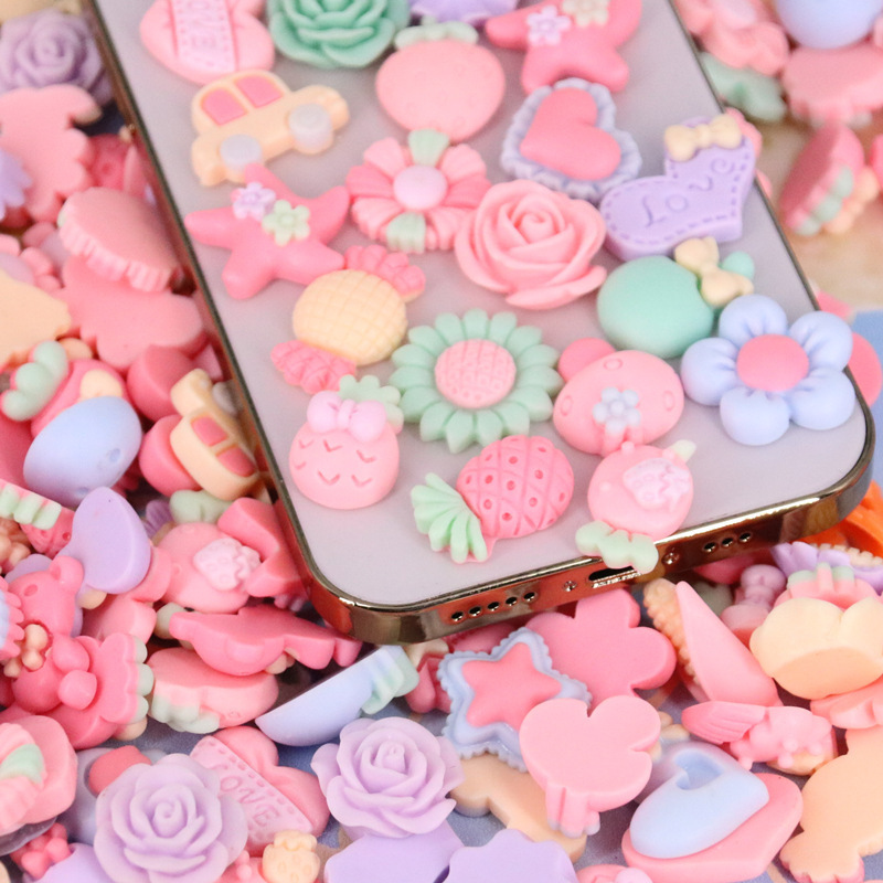 Resin accessories, children's hair accessories, DIY hair clips, hair bands, cream glue small accessories, pink jewelry accessories details Picture