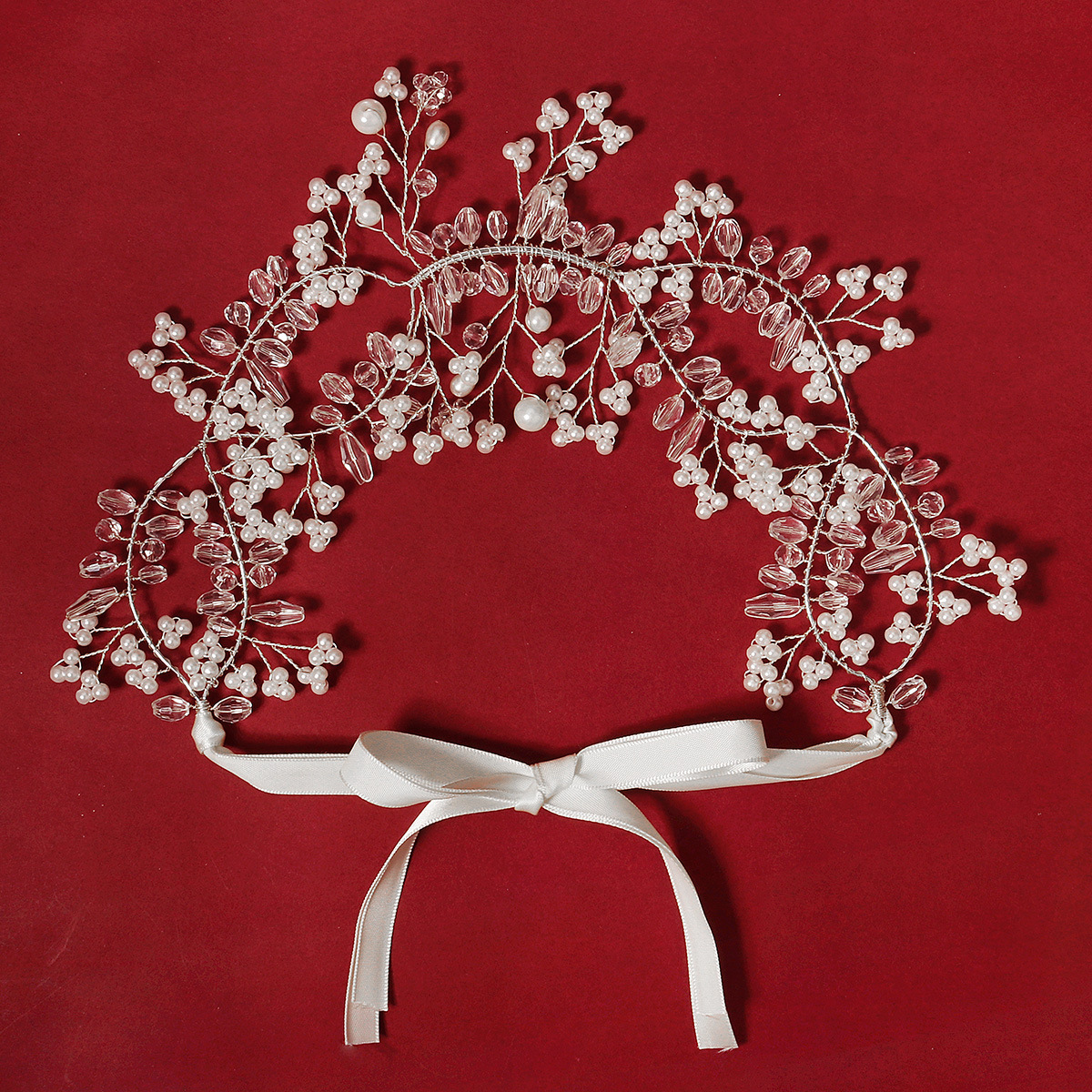 Exquisite and beautiful wedding headwear from Europe and America, handcrafted beaded headband, new fashionable millet beaded bride headband details Picture