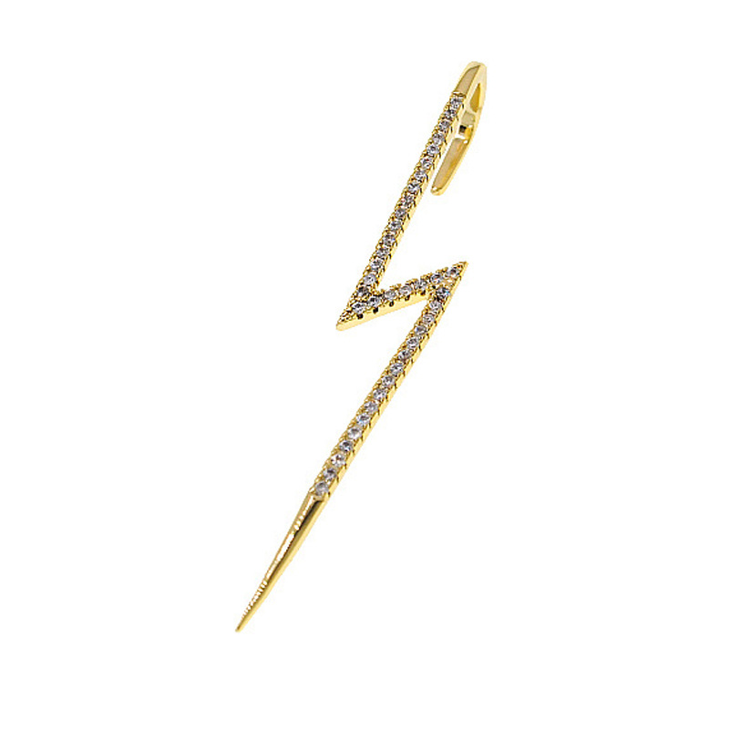 New cold style embedded diamond ear hangers for women, simple and individual piercing ear needles for women, lightning leaf auricle style diagonal line ear studs Item Picture