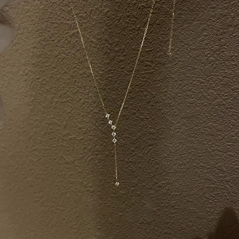 Sparkling diamond Y-shaped pendant tassel necklace for women, 2025 new style, light luxury, niche, ins, versatile collarbone chain full figure
