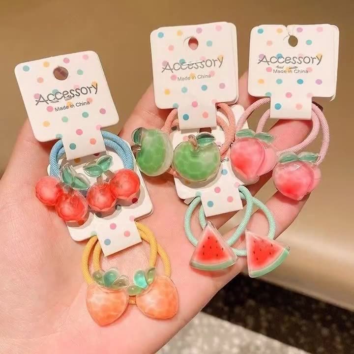 Summer cute fruit hair bands, high-elasticity rubber bands, baby girls' hair ties that won't damage children's little girls' hair ties full figure