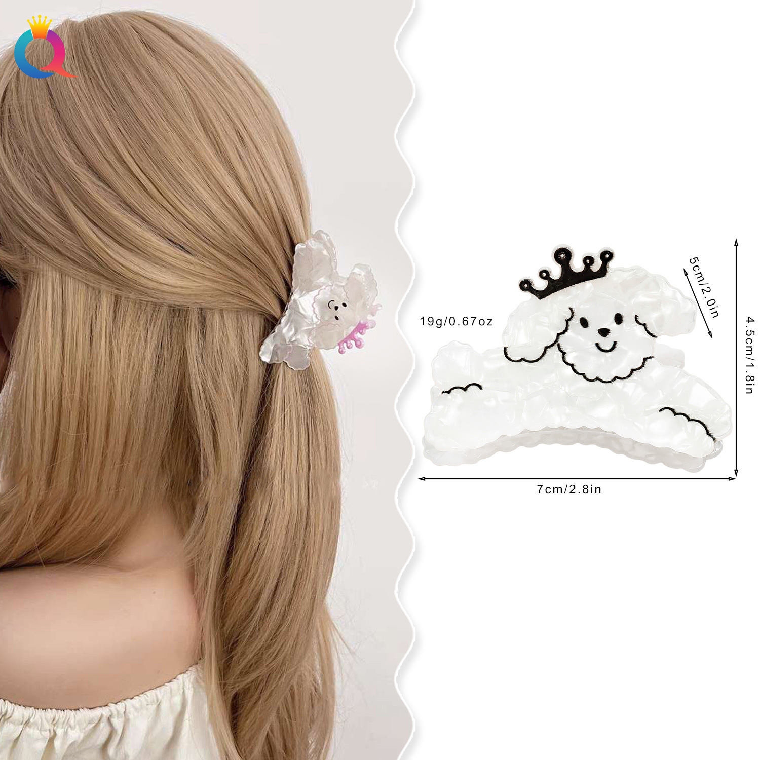 Qiyue Cross-border Acrylic cartoon hair clips, high-end hairpin clips, cute shark clips, hair accessories and headwear wholesale details Picture
