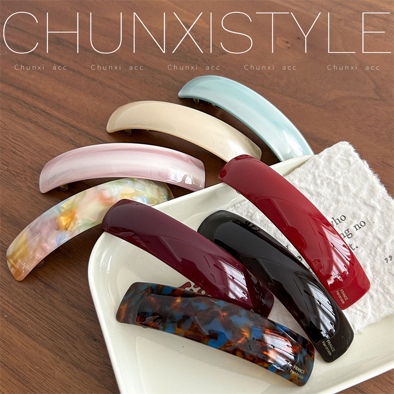 2025 New high-end French acetate large back head half-tied ponytail, one-line clip spring clip for women Specification drawing