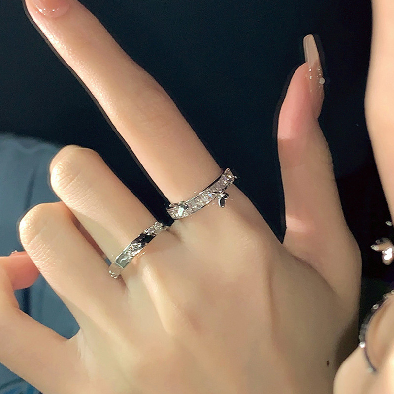 Exquisite three-dimensional butterfly zircon stacked band ring, a popular Korean Instagram trendy adjustable opening ring bracelet Specification drawing