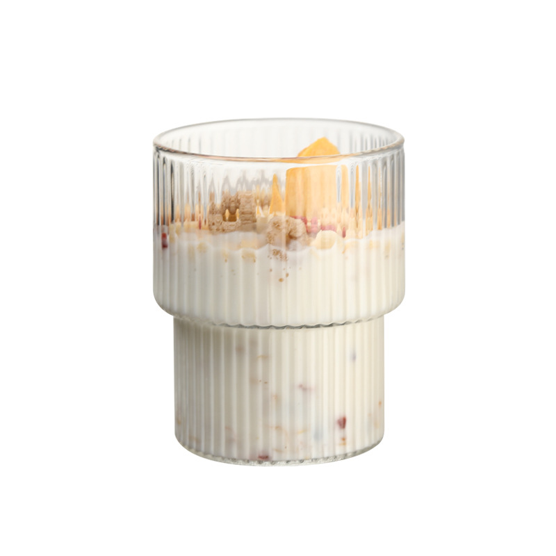 Ins-style cold drink juice high borosilicate glass cups, summer popular milk tea coffee cups, cold preservation in stock, direct sale, stacked cups Item Picture