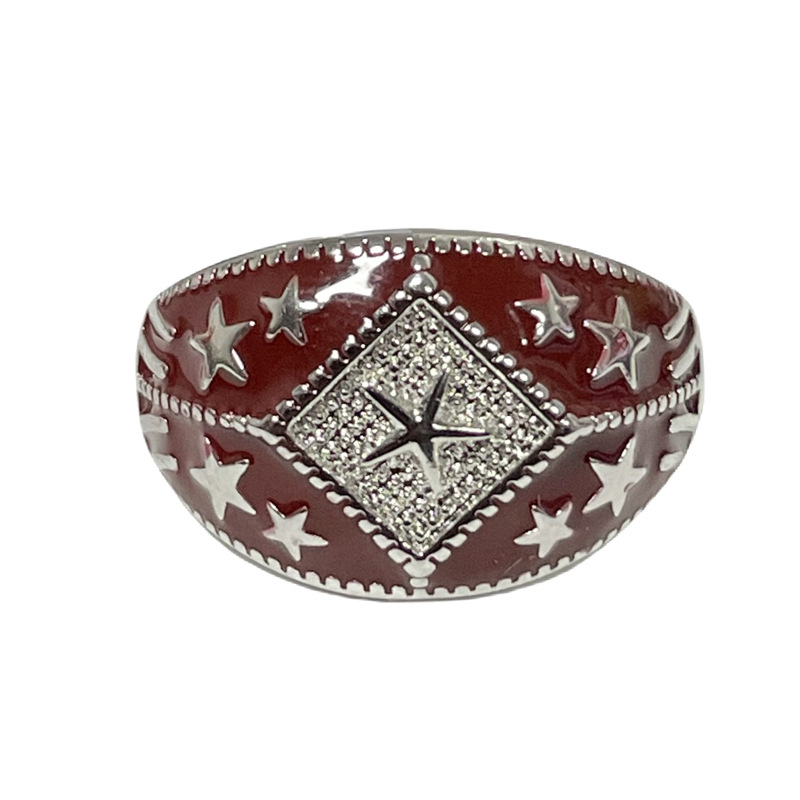This is a rare and retro Ankela red drip glaze geometric fashion index finger ring from Europe and America. It is a sweet and cool style with a versatile accessory Item Picture