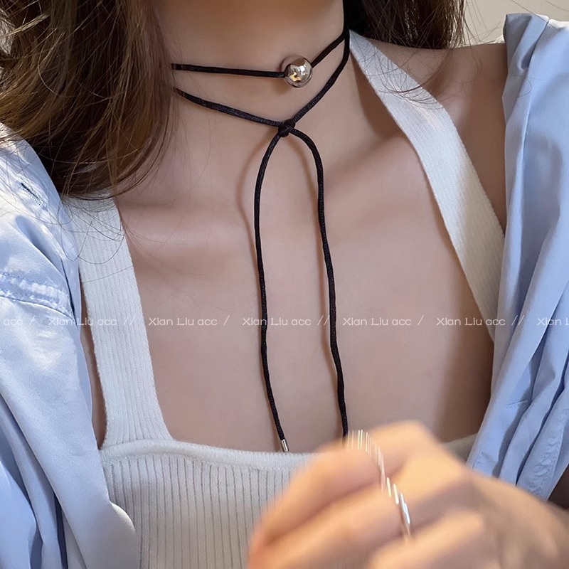 Sunflower Oni silver round bead necklace for women 2023 new style collarbone chain, niche choker necklace full figure