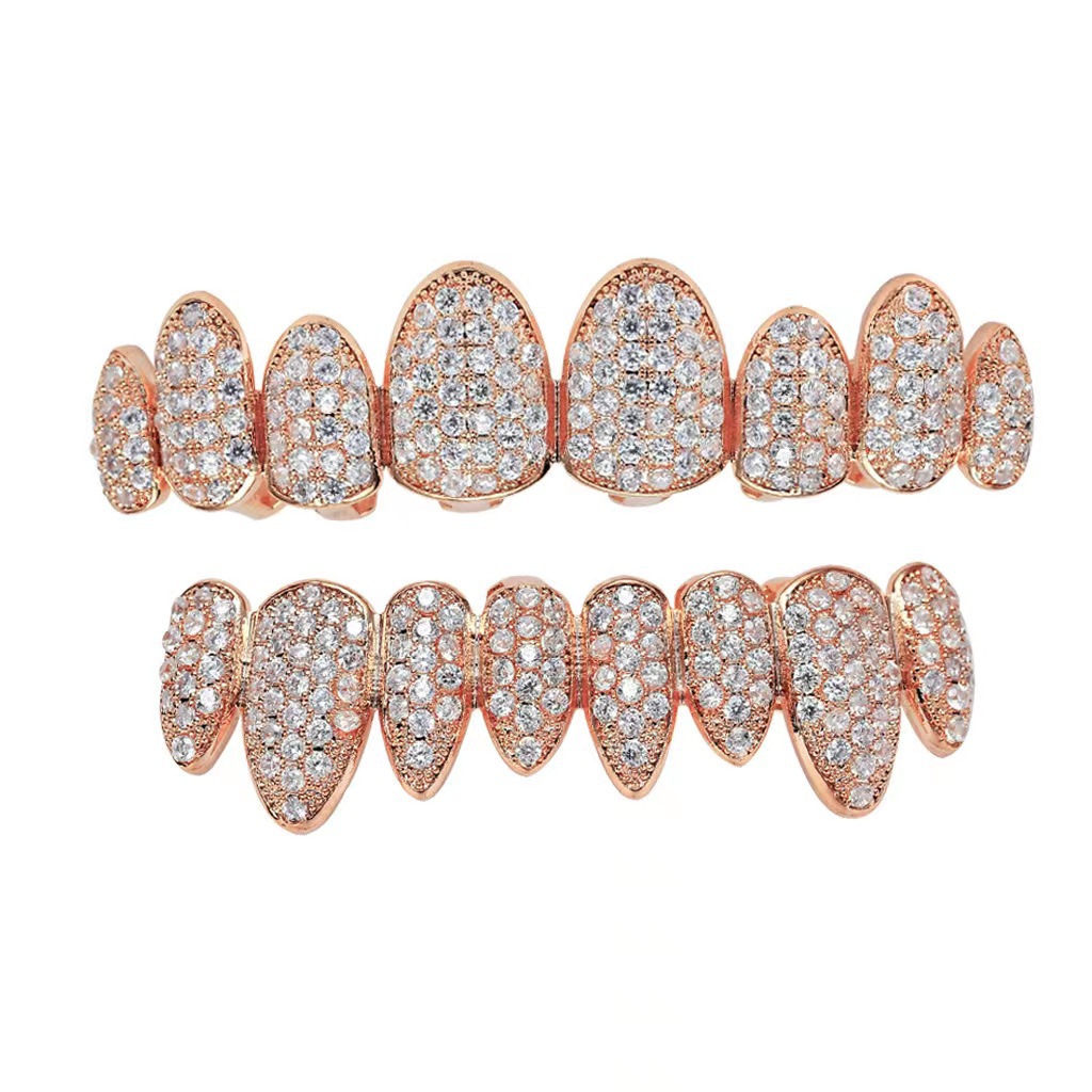 European and American cross-border eight-tooth irregular braces, full zirconium hip-hop braces, suitable for both men and women, 18k copper micro-inlaid zircon Application Scenario