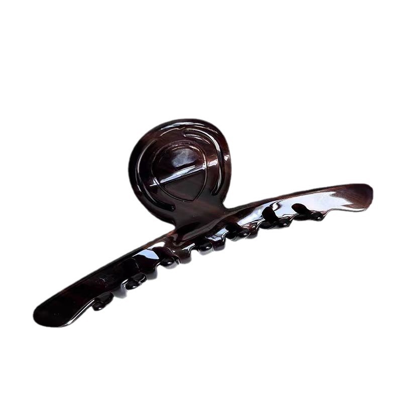 Very unique and stylish ~ French retro black amber niche hair clipper with a moderate amount ~ Acetate shark clipper Item Picture