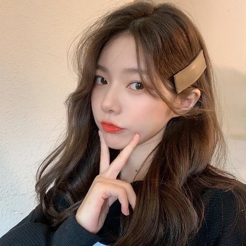 Korean-style simple and high-end leather bb hair clips, versatile for women, side clips, bangs clips, hair clips for the back of the head, broken hair clips details Picture