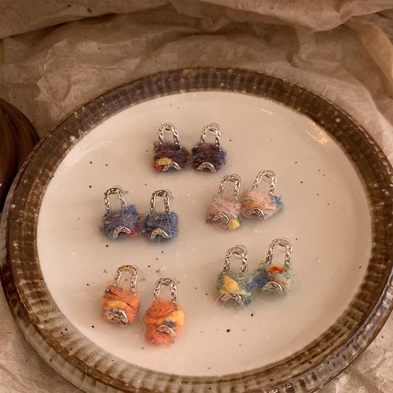 Xian Tuanzi - Autumn and Winter wrapped colorful woolen stud Earrings for women, a new best-selling plush earring in 2025, unique earrings details Picture