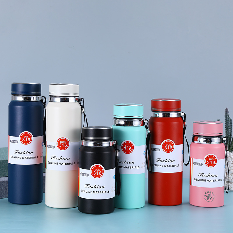 Wholesale of simple 304 stainless steel insulated cups, outdoor portable sports water bottles with tea strainers and vacuum strainers details Picture