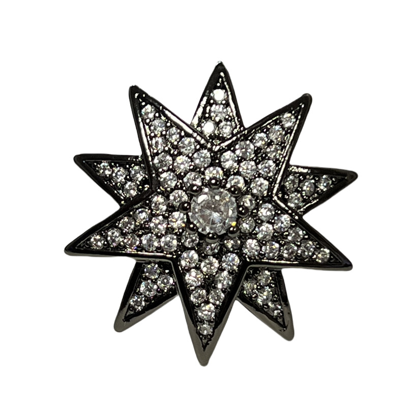 Punk dark style star-studded open ring, neutral style irregular pleated plain ring, unique and niche index finger ring Item Picture