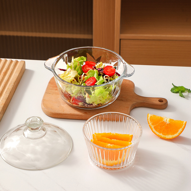 In-store gift set Event gift bowl and plate combination Home tea-colored glass bowl large capacity tableware set Specification drawing