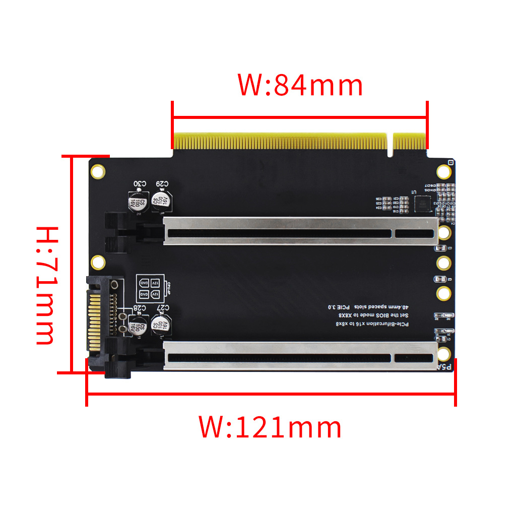 PCIe4.0 x16 1-to-2 expansion card gen3 / GEN4 split card X8X8 with clock split IC Application Scenario