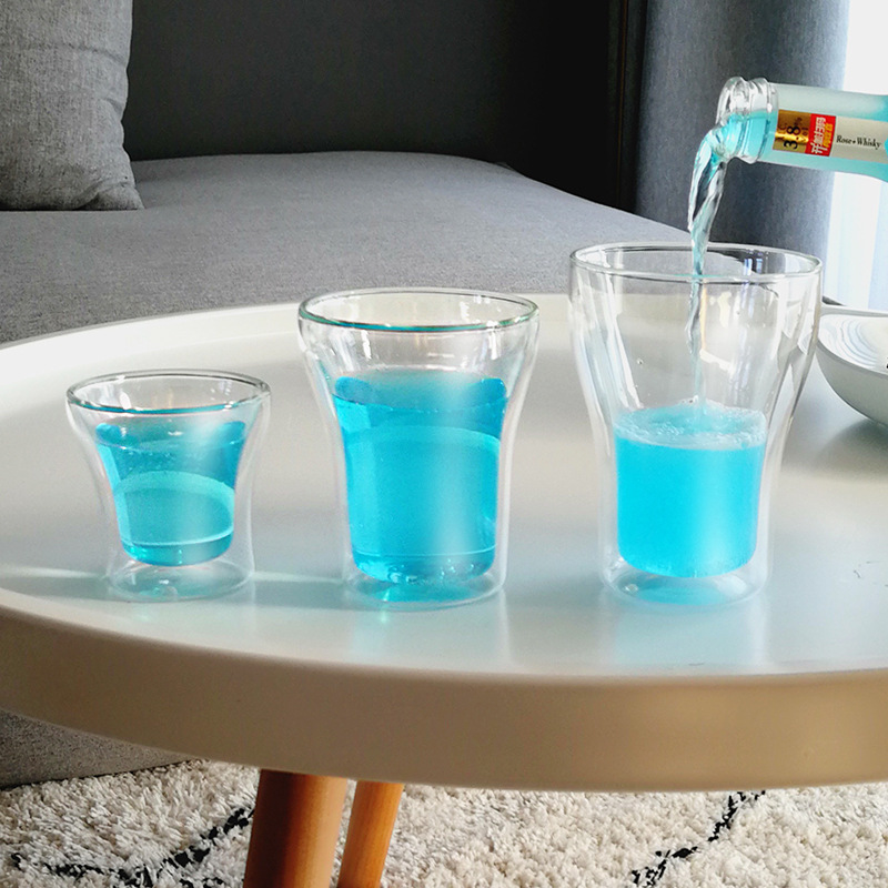 High borosilicate transparent glass cups, heat-resistant cups, double-layer insulated coffee cups, creative water cups, household beer mugs details Picture