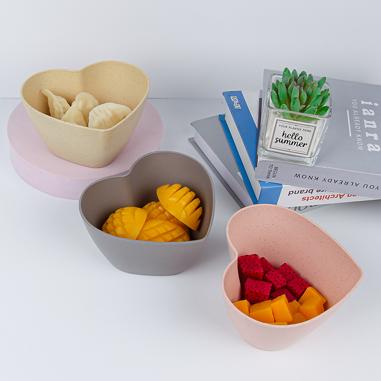 Wholesale of cross-border heart plates, deepened tableware plates, pickles, small plates, dipping sauce, snack plates, vinegar plates, oil plates, and wheat straw bowls details Picture