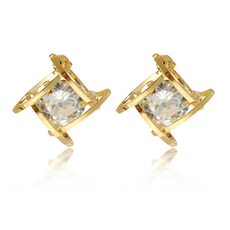 New Zircon geometric stud earrings for cross-border trade, simple and niche square earrings from Japan and South Korea, fashionable and versatile earrings for women Item Picture