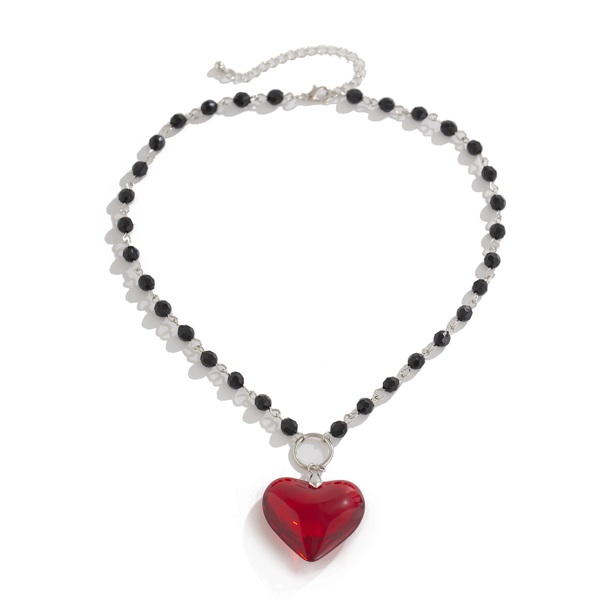 European and American cross-border jewelry, personalized heart-shaped pendant necklace, Halloween personalized beaded crystal collarbone chain Item Picture