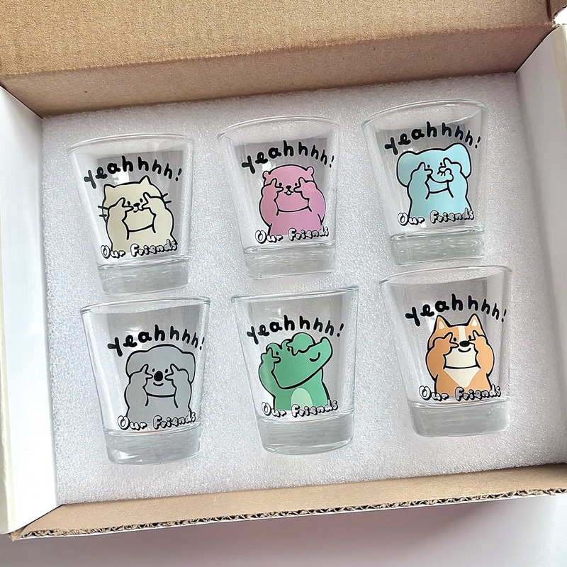A 50ml glass cup set of six cups, including a high-end liquor cup, a spirits cup, and an espresso cup details Picture