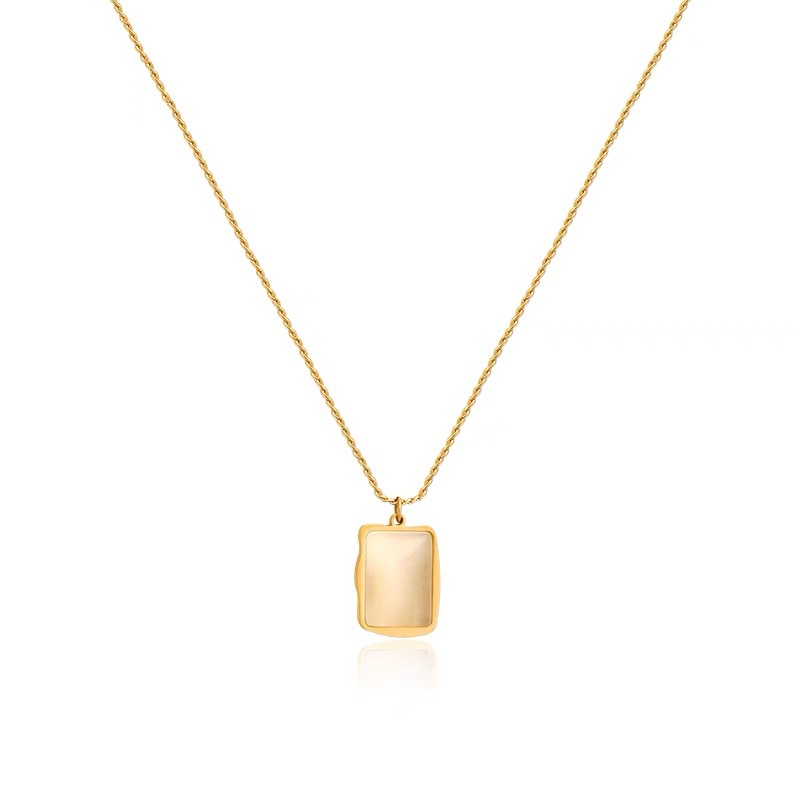 Cat's eye stone square pendant necklace, a new style for women in 2022, is a popular collarbone chain accessory that doesn't fade Item Picture