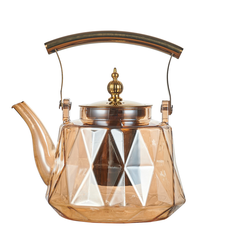 Customized glass steaming and boiling teapot, thickened large-capacity household handle teapot, boiling and boiling teapot, filtering and boiling tea set Item Picture