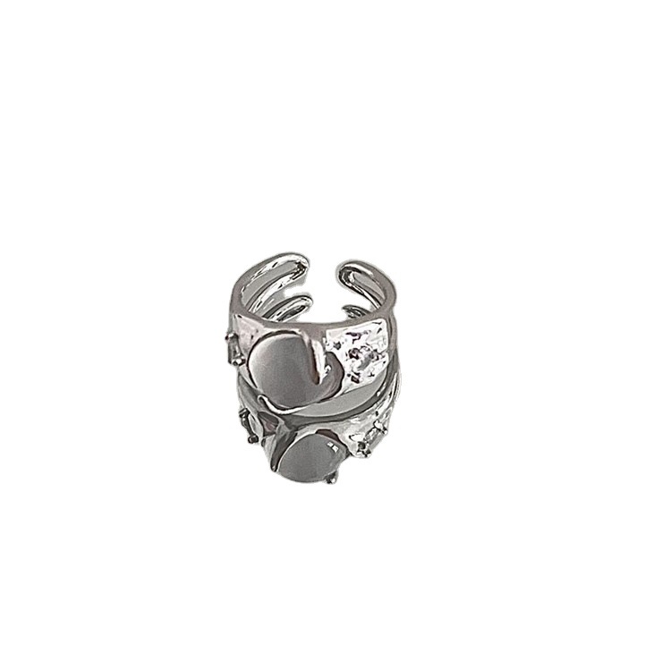 French light luxury style, niche personality, moonstone open ring, trendy, ins design sense, irregular food ring Item Picture