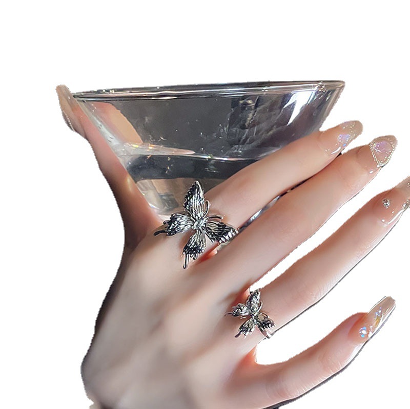 Liquid butterfly open ring for women, a niche, light luxury, trendy, exquisite and high-end look, a cold style index finger ring, fashionable and individual Item Picture