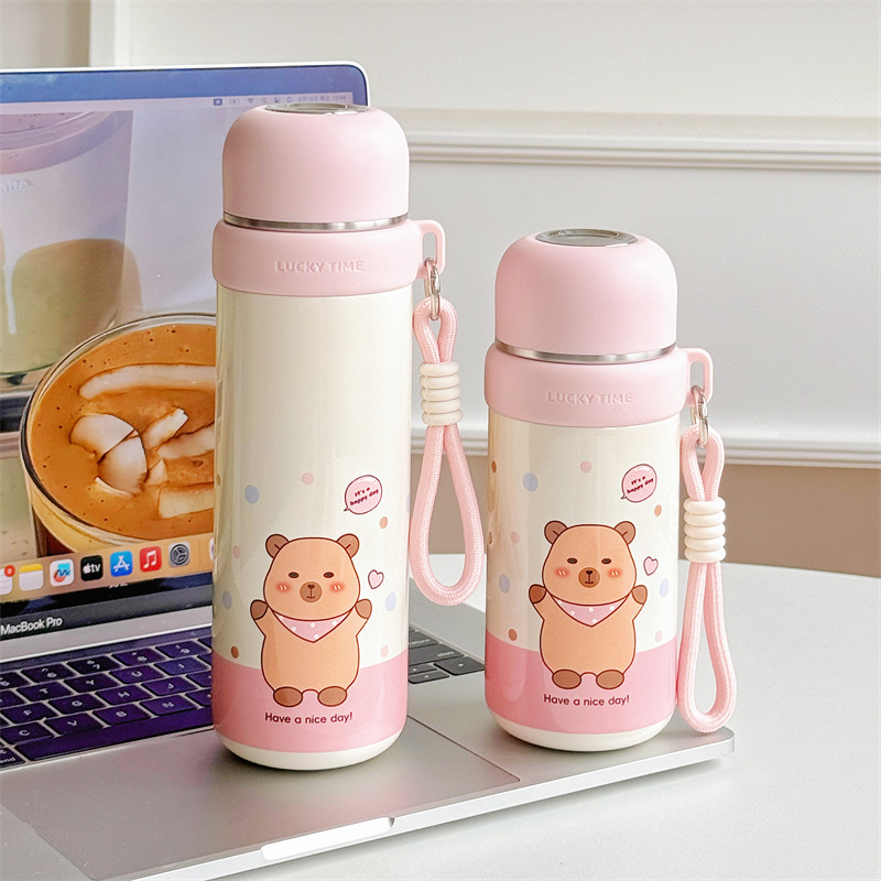 Kapibala children's insulated cup, cartoon portable stainless steel water cup for going out, special drinking cup for students to go to school details Picture