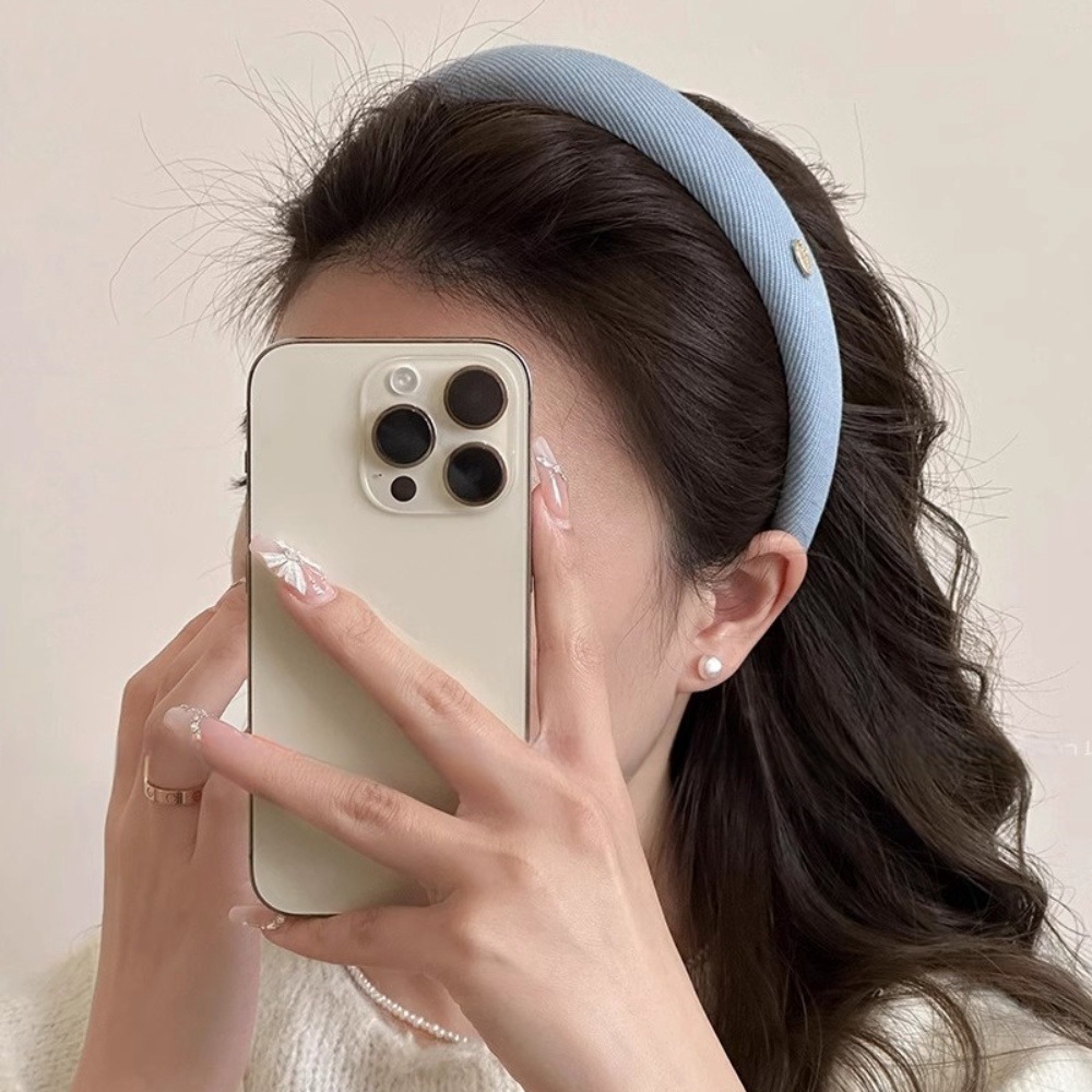 Gold Label blue hairband for Women 2025 New high top pressure hair wash headband Sweet girl Versatile hairpin headwear Application Scenario