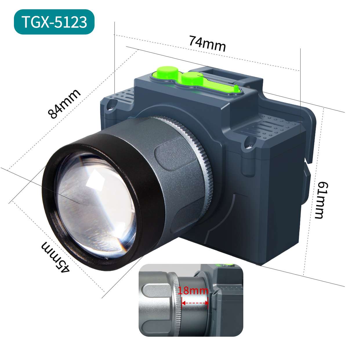 TGX-5123 outdoor aluminum alloy zoom lithium battery rechargeable headlamp from Tegxin