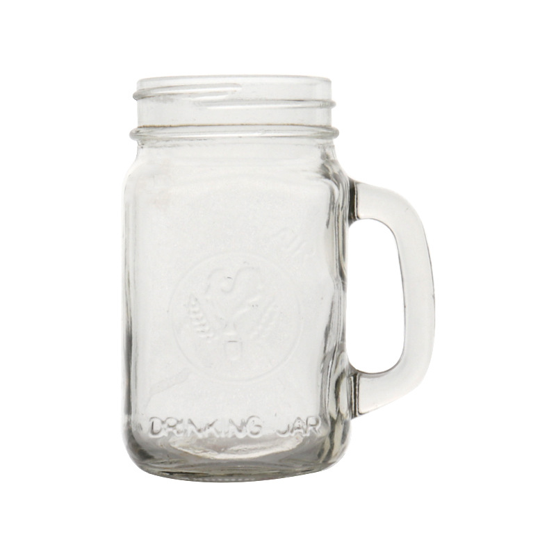 Transparent glass rooster cup 500ml creative milk tea shop summer iced drink bottle handle cup with lid in stock Item Picture