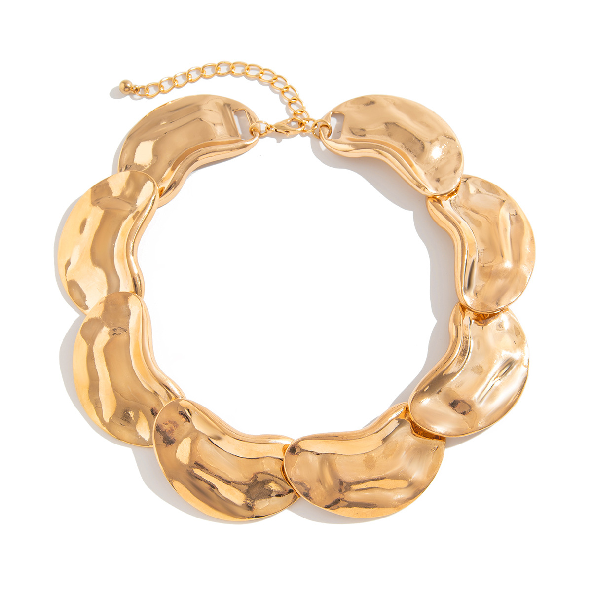 European and American cross-border jewelry, fashionable light-sensitive surface spliced pea collar, light luxury style irregular alloy necklace Item Picture
