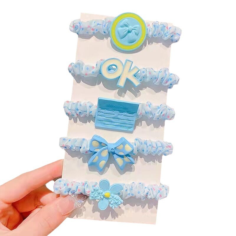 Wholesale of Korean-style colorful children's hair-safe, simple flower hair bands, cute small intestine rubber bands for girls, and hair ties for young girls Item Picture