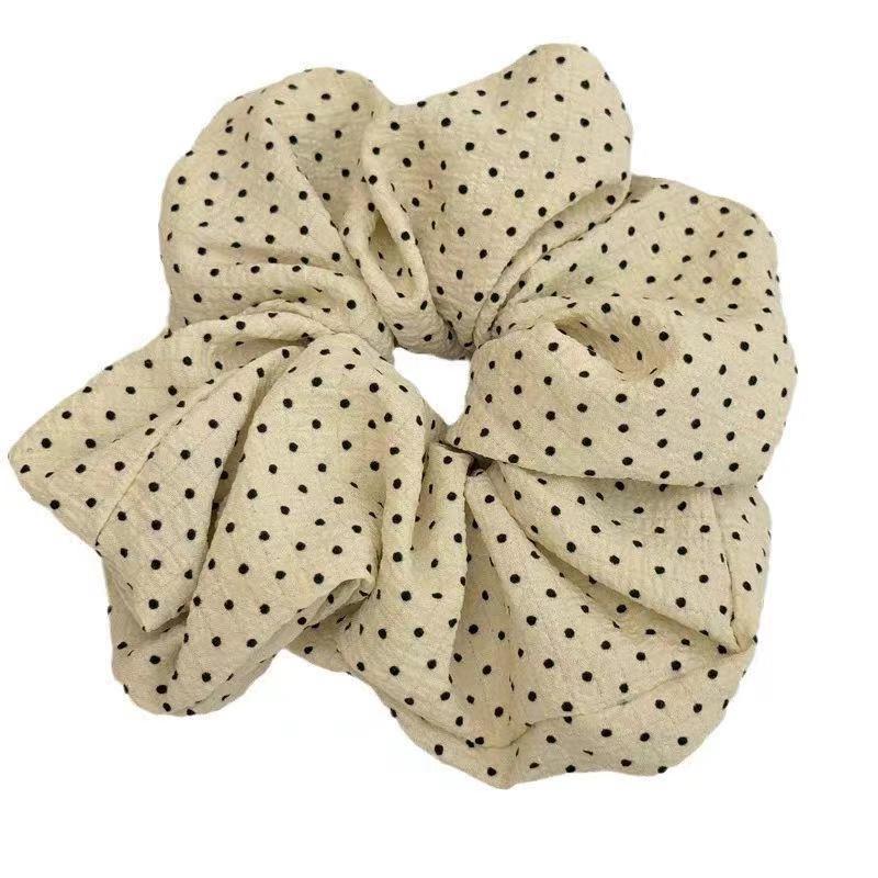 Puff pastry polka dot fabric large intestine hair band for women, loose pleated retro large intestine hair band, sweet and elegant, large bun headband Item Picture