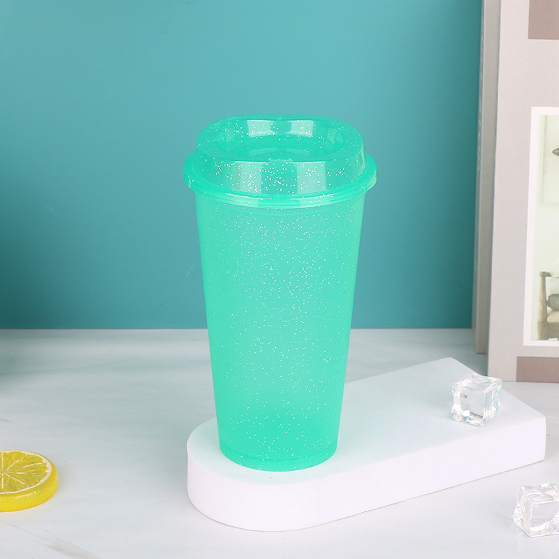New simple coffee cup PP matte glitter casual cup with high appearance level office drinking cup 16oz factory wholesale Specification drawing