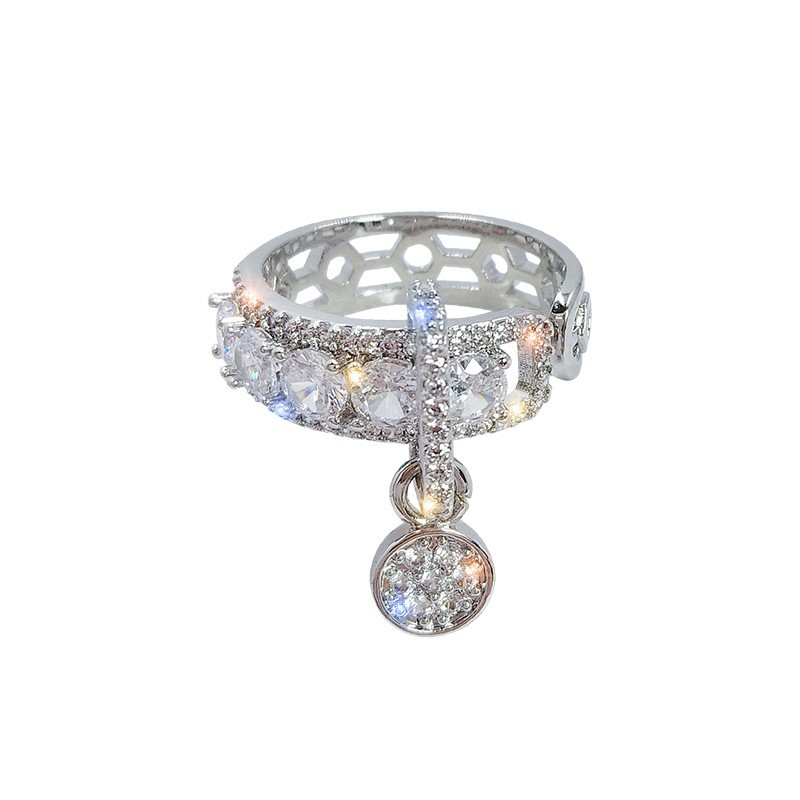 A light luxury and high-end zircon pendant ring for women on Instagram, with a cold and niche design, is fashionable and individual. It's a trend of opening rings Item Picture