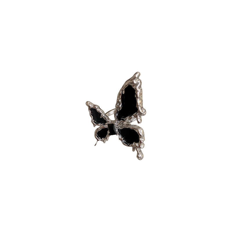 The black butterfly-shaped opening ring is a fashionable, individual, light luxury and high-end ring with a niche design. It is a new internet-famous jewelry Item Picture