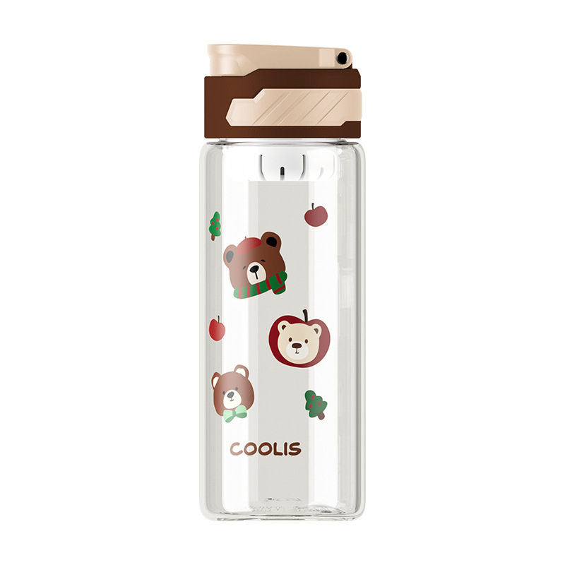 Cute scarf bear TRitan water cup, student cartoon plastic straw cup, summer high appearance level sports water cup for girls Item Picture