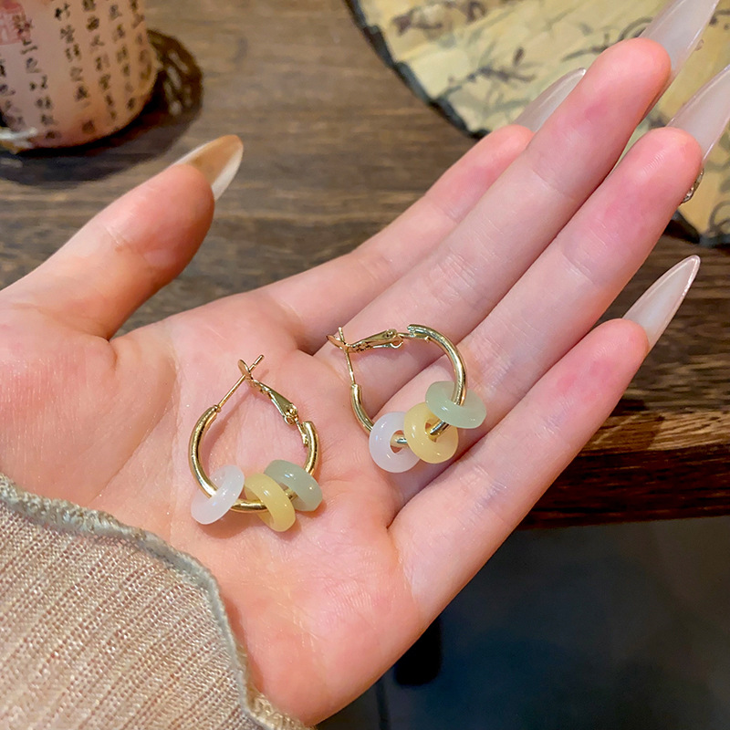 Dopamine colored circle earrings for women 2024 New bestsellers, fresh and fashionable stud earrings, internet-famous earrings wholesale Specification drawing