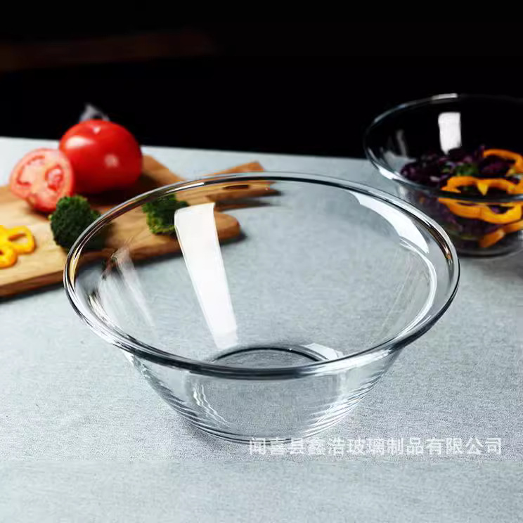 Household tempered salad bowl, heat-resistant glass bowl, anti-drop, microwave, dishwasher and washbasin, fresh-keeping bowl with logo printing details Picture