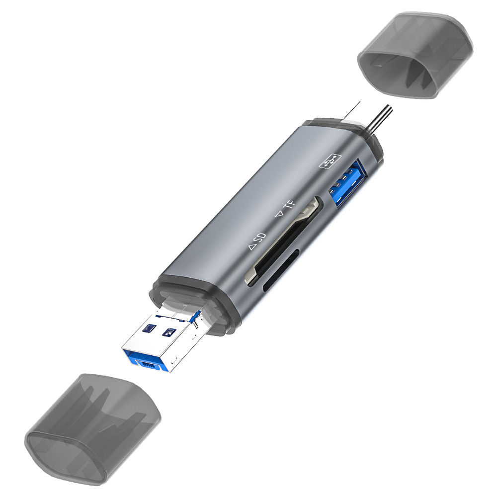 Multi-functional OTG card reader, six-in-one sd/tf, universal for computers and mobile phones, type-c card reader with USB3.0 port Item Picture