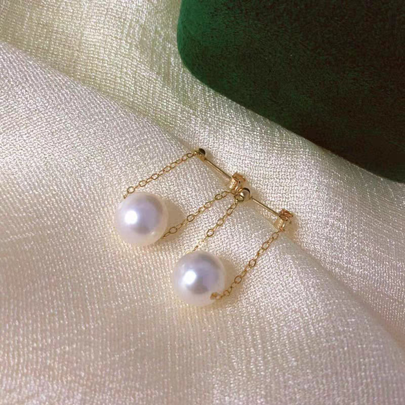 Trendy large pearl back-hanging earrings for women, versatile and simple near-round pearl earrings s925 silver needle stud earrings Application Scenario