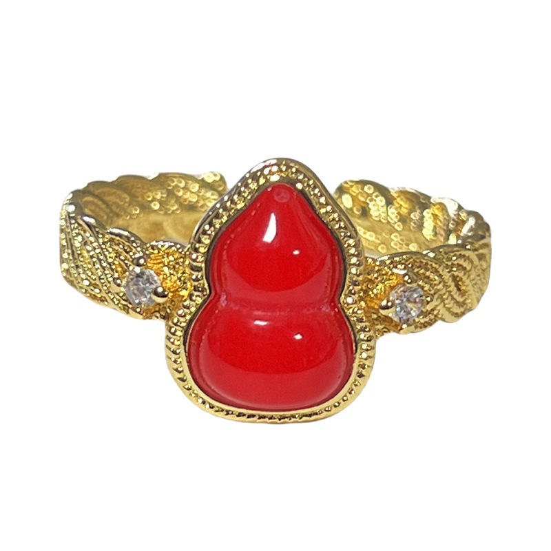 The popular Chinese-style small gourd ring on Xiaohongshu is a delicate, small, sweet, cool, retro and niche fashion index ring for women Item Picture