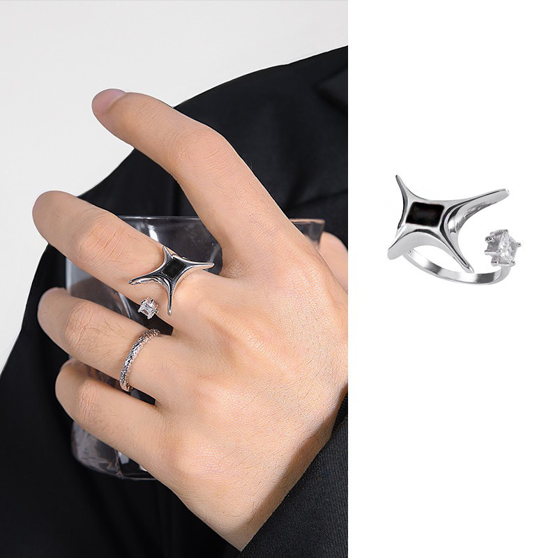 A niche design sense, dark personality, starlight fashion open ring, a cold style, trendy and cool food ring for women on Instagram full figure