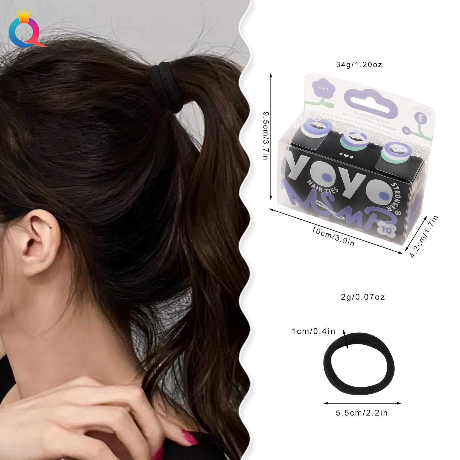Qiyue Cute Box Towel Band, high-elasticity mixed-color leather band hair tie, seamless hair tie, high ponytail hair tie wholesale details Picture