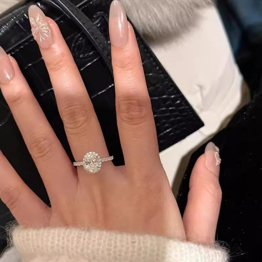 S925 Silver Pigeon Egg Zircon ring for Women, 2025 New model, niche design, light luxury and high-end feel, unique open ring Item Picture