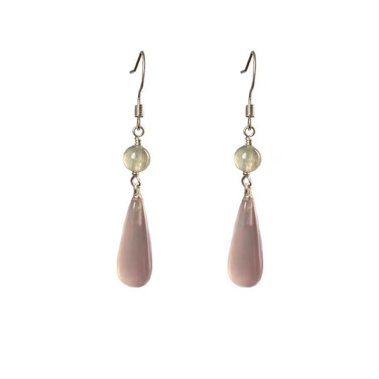 New Chinese-style imitation jade water drop earrings for women, versatile and fashionable, long earrings with a Chinese style, retro and sweet earrings Item Picture