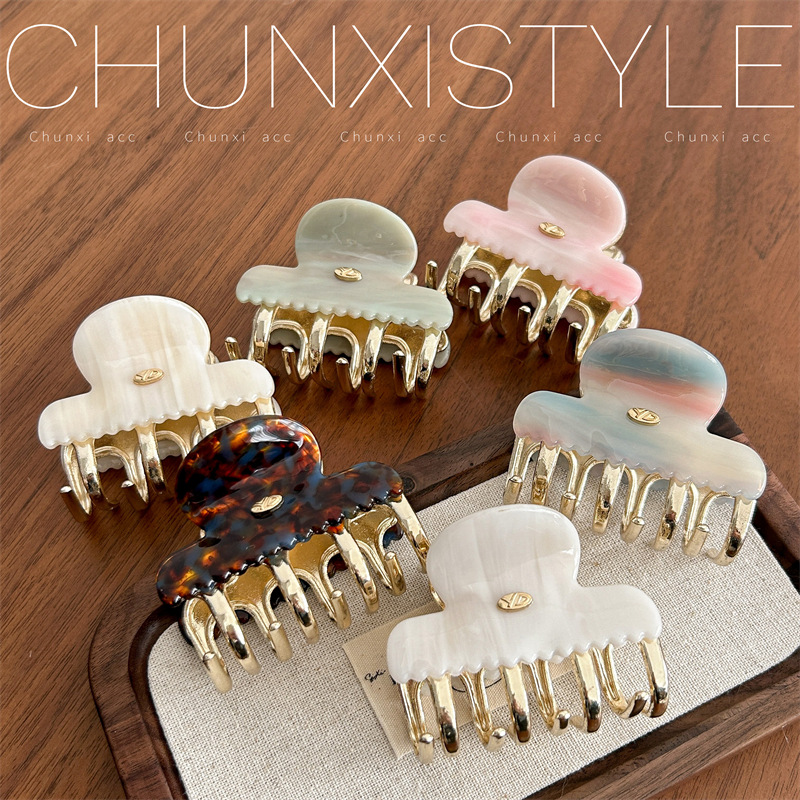 YD acetate board simple geometric gripper, versatile, fashionable and retro, back head updo, shark clip, hair clip, hair accessory details Picture