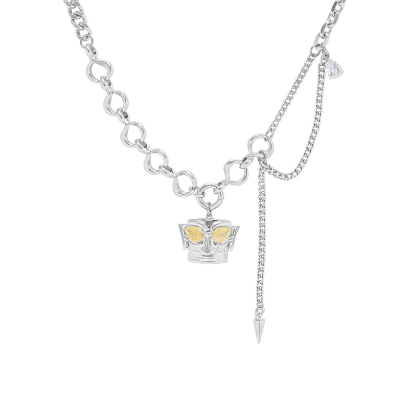 Original golden ice flower zircon necklace that doesn't fade, women's summer high-end collarbone chain new cool style necklace trend Item Picture